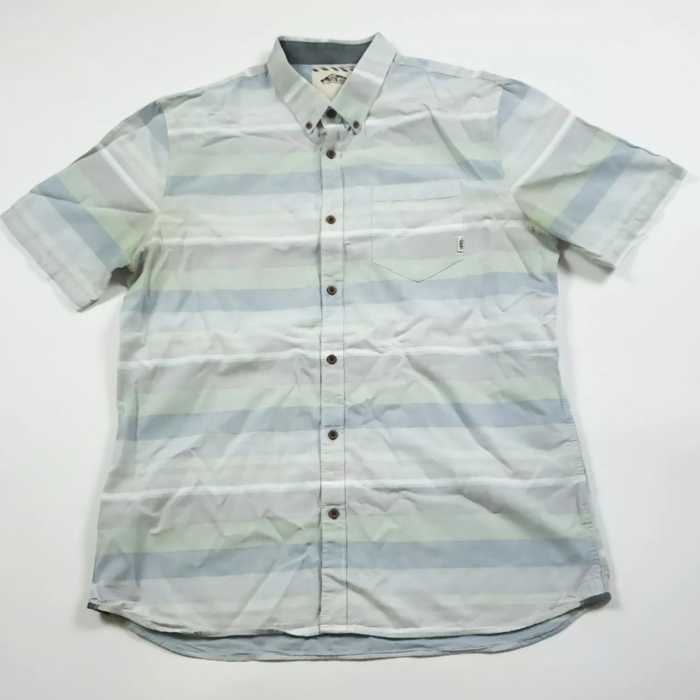 VANS Mens Size XLarge Gray Blue Green Button Down